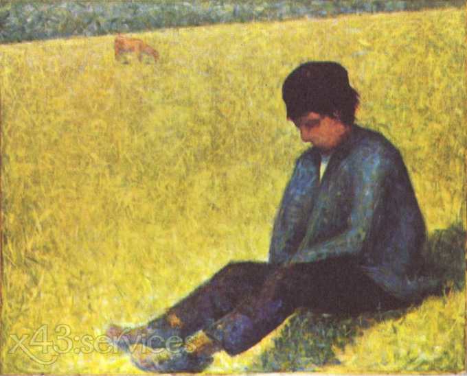 Georges Seurat - Auf einer Wiese sitzender Knabe - Boy sitting on a meadow